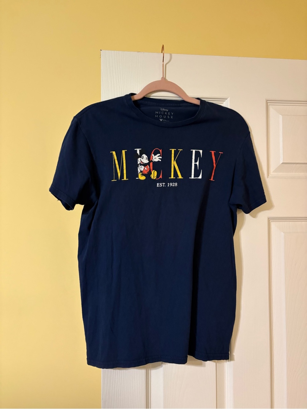 Disney Navy Mickey Lettering Short Sleeve Tee